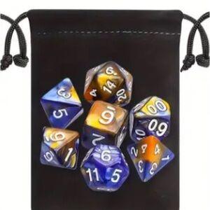 Game Dice in Two Tone Royal Blue & Yellow